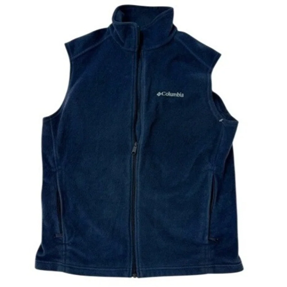 Columbia‎ Mens Fleece Vest Blue Full Zip Pockets Size Medium